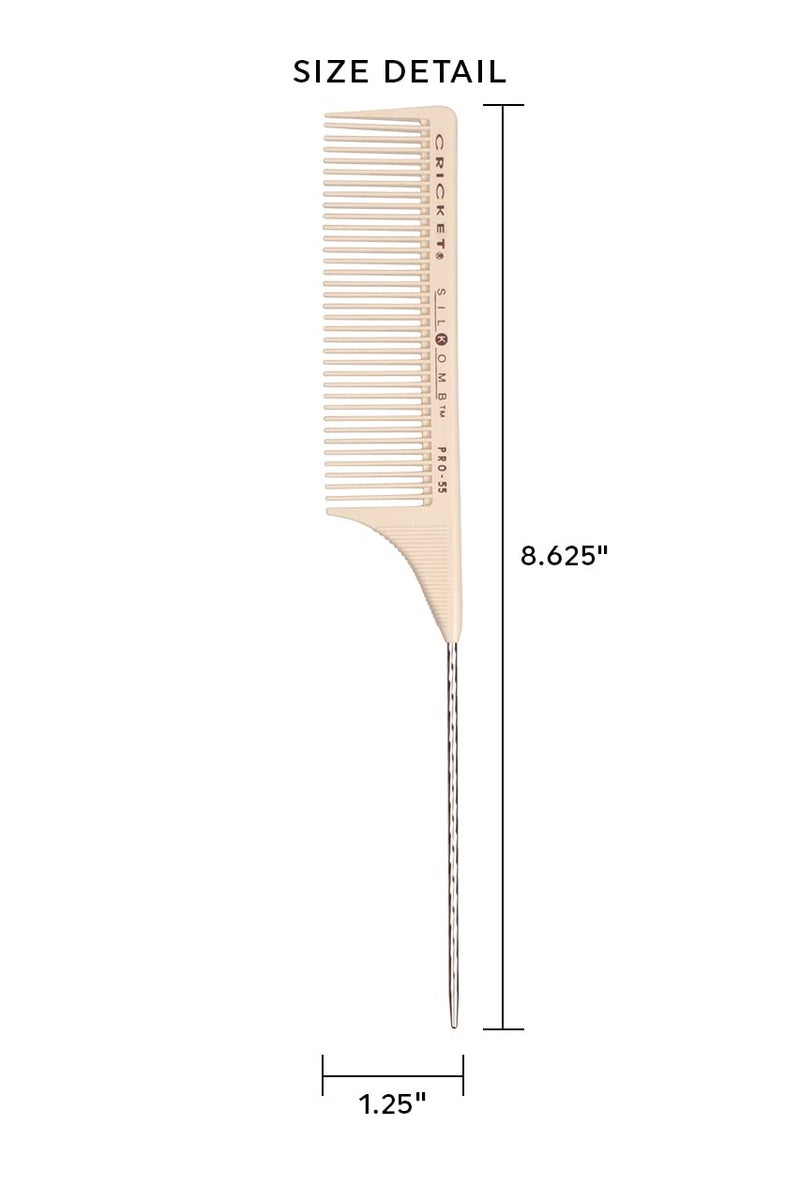 Cricket Silkomb Pro-55 Rattail Hair Cutting Comb - Silicone-Injected, Seamless Teeth with Dual Tooth Pattern for Precision Cutting, Styling, Ideal for All Hair Types - Image 2